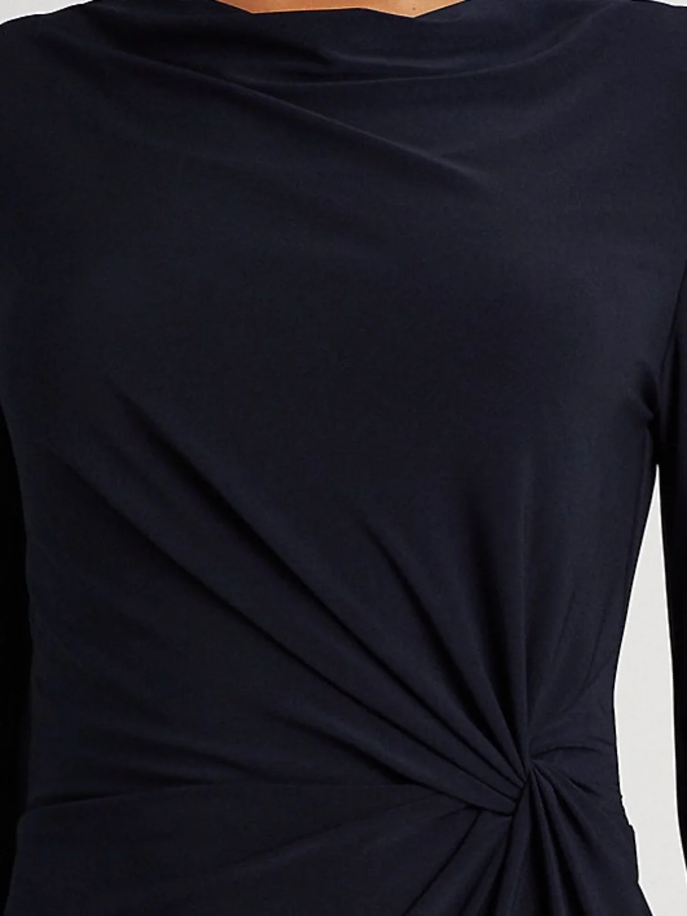 Lauren Ralph Lauren Navy Blue Long-Sleeve Twist-Side Sheath Dress - Picture 2 of 3